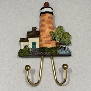 Nautical lighthouse wall hooks resin with double metal hooks